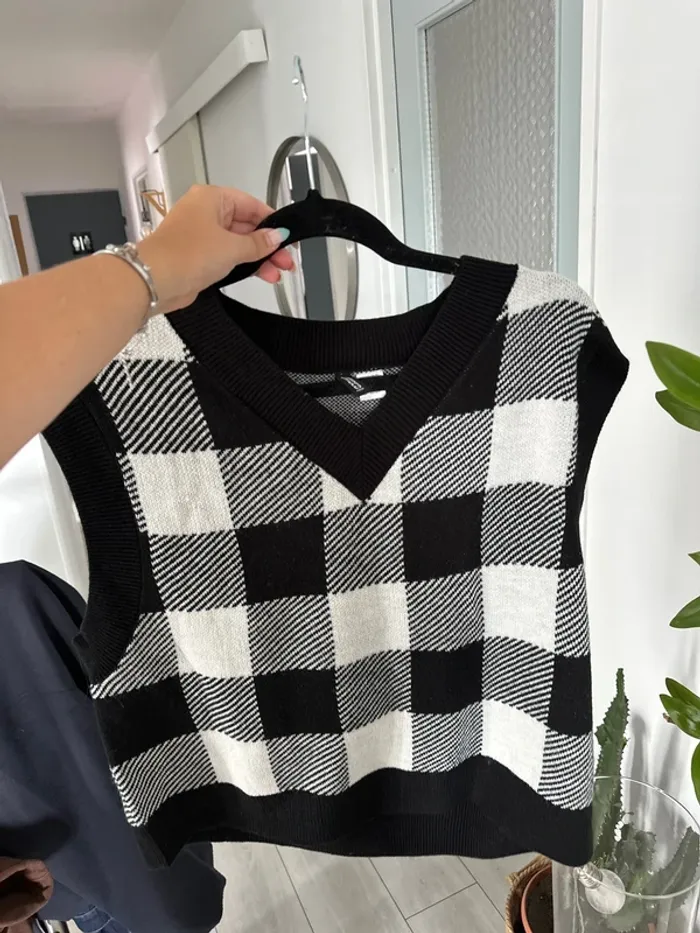 Pull sans manche noir et blanc - h&m neuf - photo numéro 5