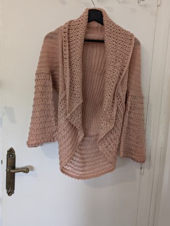 Boléro en tricot / crochet rose pâle femme Vintage Tu