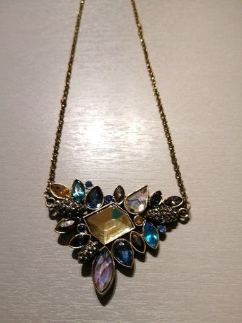 🌸Collier art déco doré et cristal coloré Neuf🌸