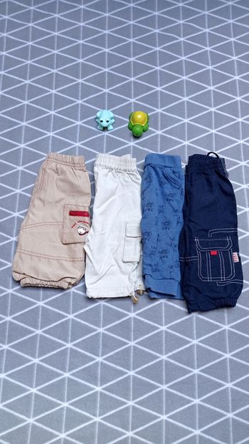 🦁 Lot 4 pantalons et pantacourts, 6 mois