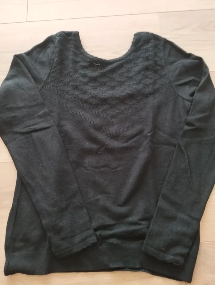 Pull noir décolleté dans le dos camaïeu 36 - photo numéro 3