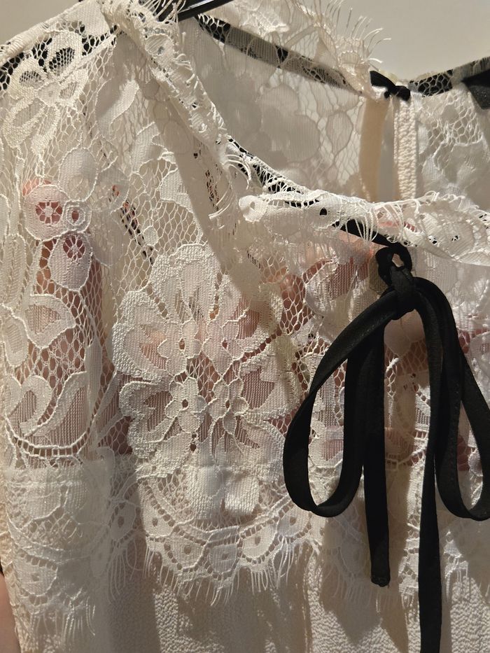 Blouse blanche à lavallière noire T.44 Primark - photo numéro 2
