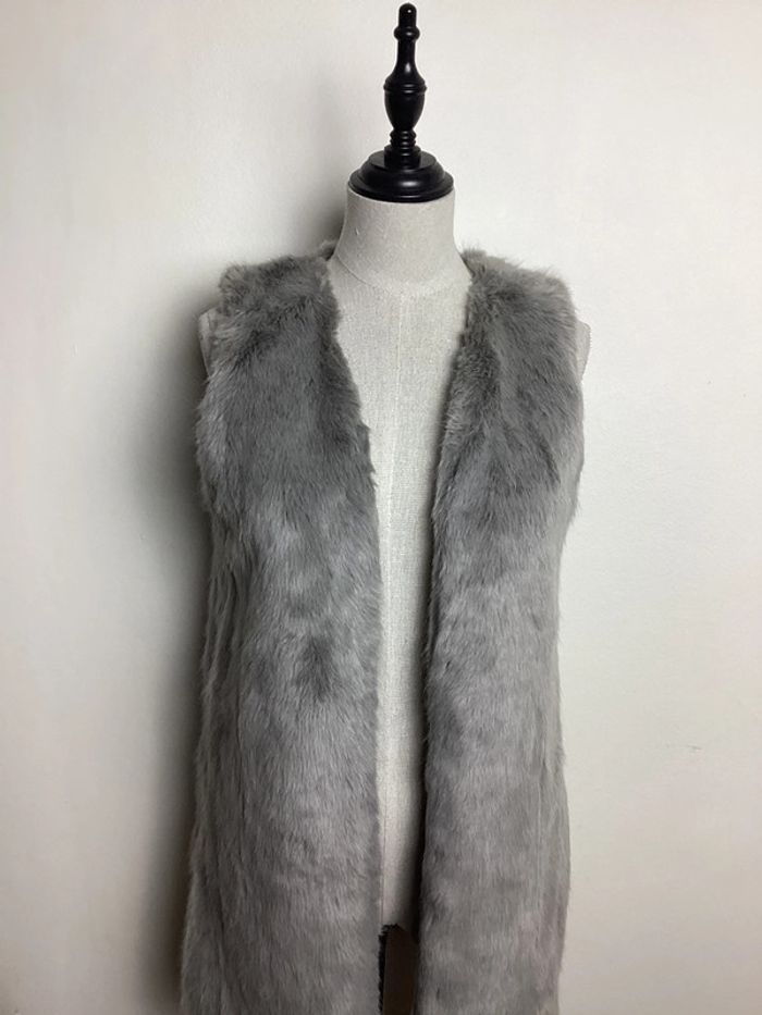 Veste grise en fausse fourrure New Look 34 - photo numéro 2