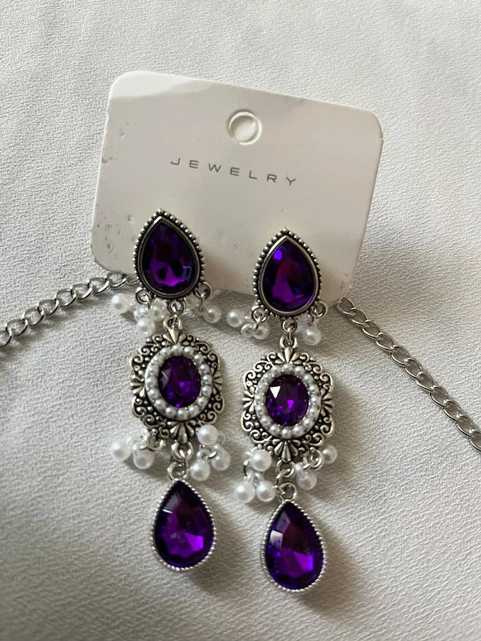 Ensemble parure bijoux violette - photo numéro 4