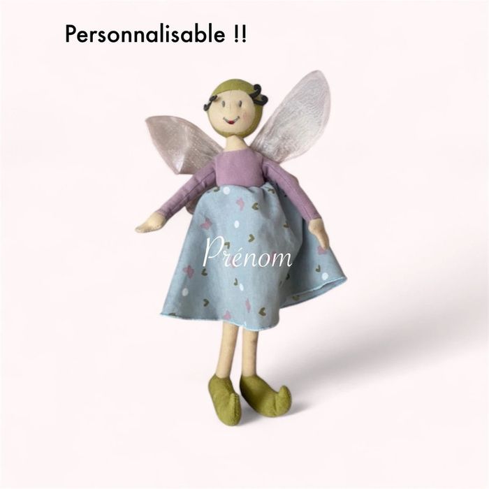 Peluche doudou 36cm IKEA fée violette bleu et verte poupée très bon état - photo numéro 5