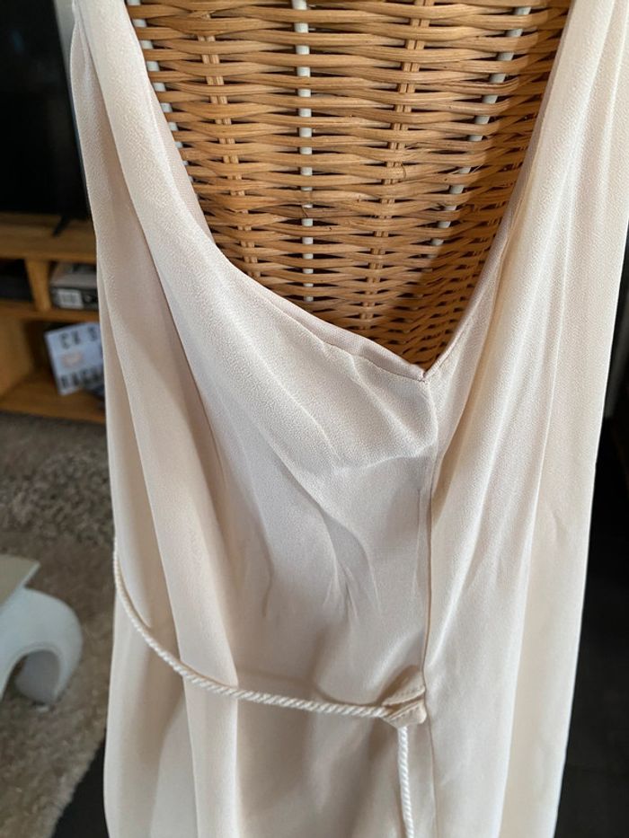 Robe été Made in France fluide beige / crème perlé avec col tressé taille S - photo numéro 7
