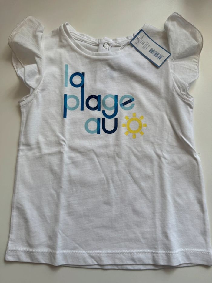 Magnifique t shirt fille jacadi 3 ans la plage au soleil neuf