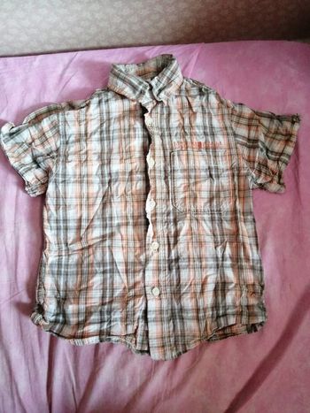 Chemise, Palomino, t. 4ans, vert/orange, coton