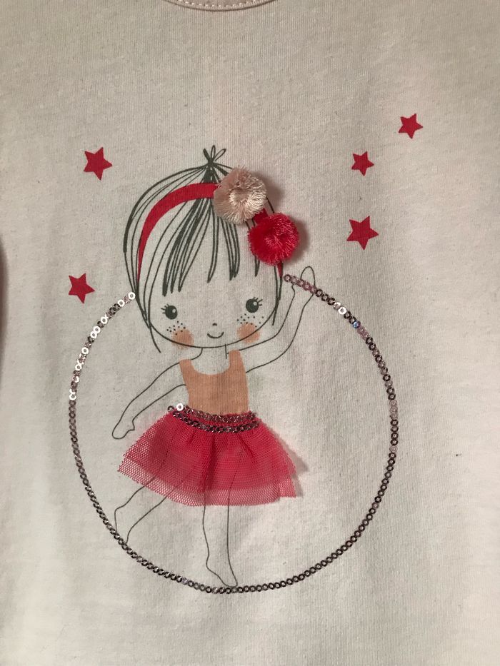 T-shirt tunique rose danseuse tutu sequins 2 ans - photo numéro 2