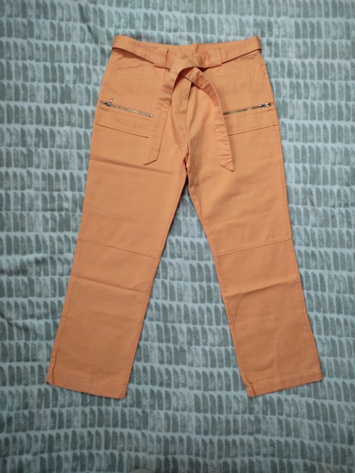 Pantalon court droit orange ajusté à pinces orange la redoute taille 40 - photo numéro 1