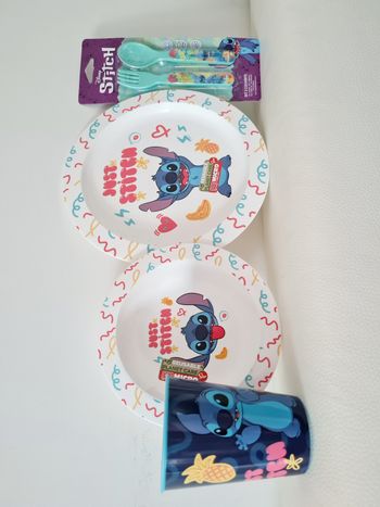 Lot vaisselle enfant Stitch Disney – Neuf avec étiquette