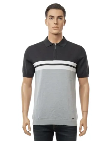 Polo Macidman Exclusive noir, blanc et gris homme Taille L Neuf