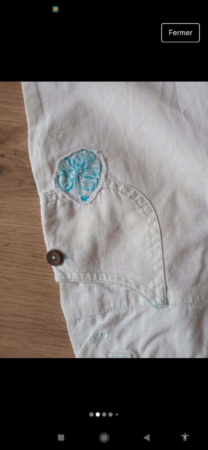 Pantalon blanc en lin et coton esprit 6 ans - photo numéro 3