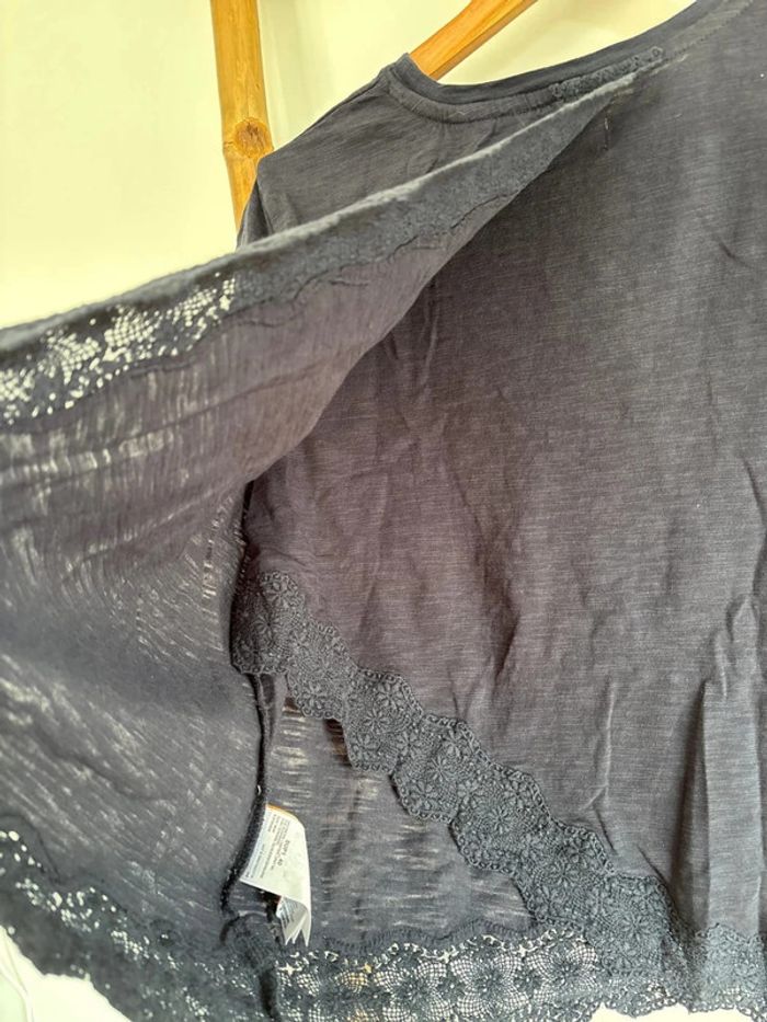 t-shirt bleu marine dentelle superdry taille L/40 - photo numéro 8