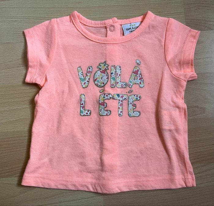 T-shirt corail « Voilà l’été » 1M - photo numéro 1