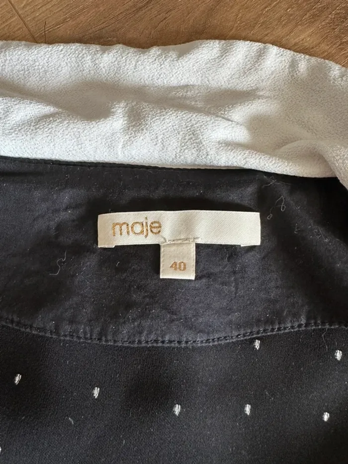 Robe Maje à pois noire et blanche taille 38 - photo numéro 5