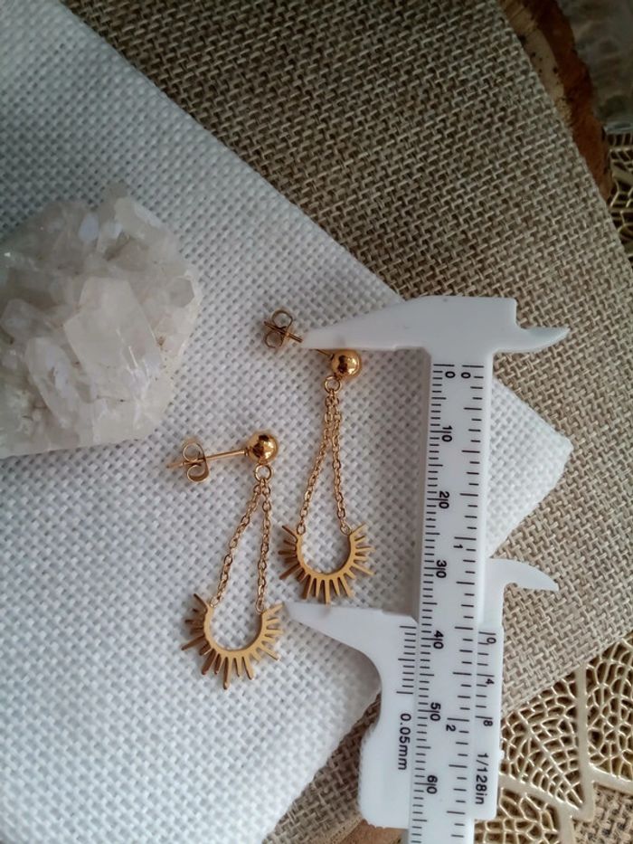 Boucles d'oreilles soleils en acier inoxydable - photo numéro 2