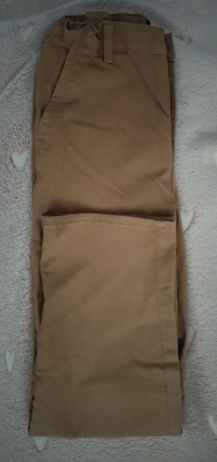 Pantalon élégant straight Fit Camel "H&M" taille réglable 98% coton - photo numéro 6
