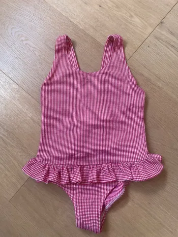 Maillot de bain Vichy rouge et blanc Monoprix kids 3 ans