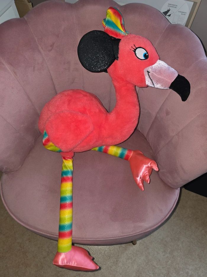 Grande peluche flamand rose Minnie mouse - photo numéro 3