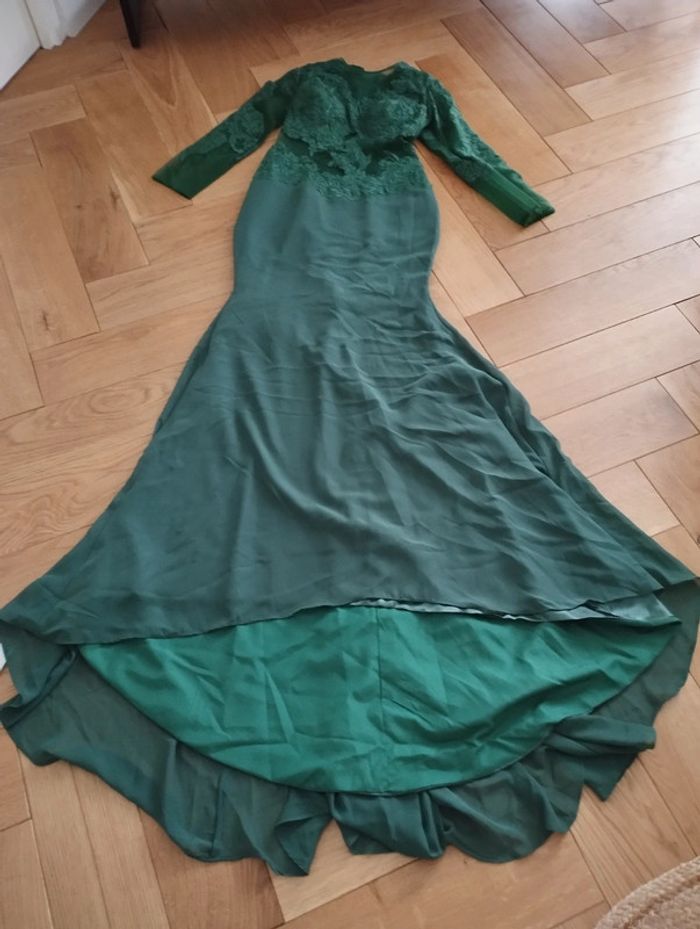 Robe longue verte forme sirène - taille affinée - photo numéro 5
