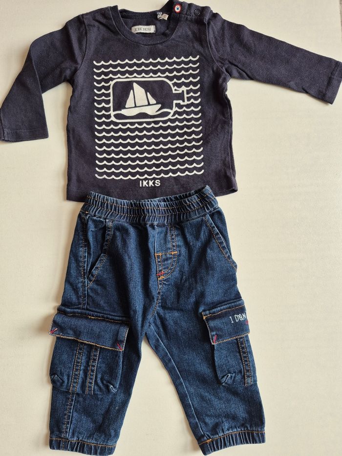 Ensemble IKKS bébé garçon mois – t-shirt + pantalon – très bon état