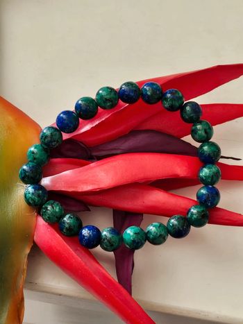 Bracelet élastique avec pierre lapis lazuli arc en ciel en pierres naturelles