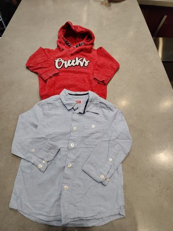 Lot de 2 hauts garçon manches longues Sweat à capuche+ chemise–enfant garçon taille 3 ans