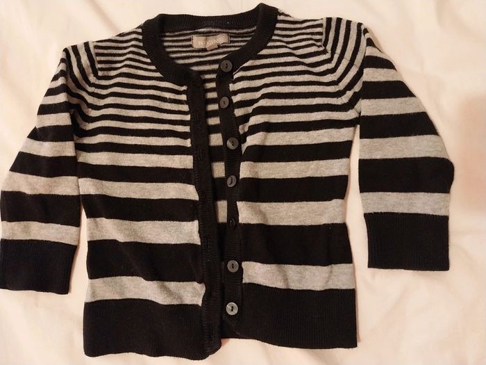 Gilet gris rayé noir T2A - photo numéro 2