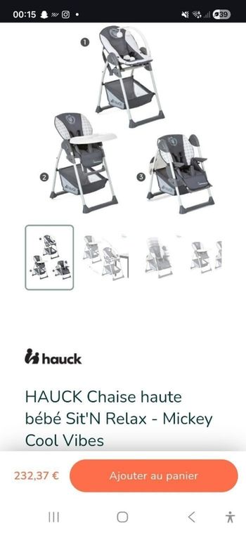 Lot chaisse 2 en 1 Michey