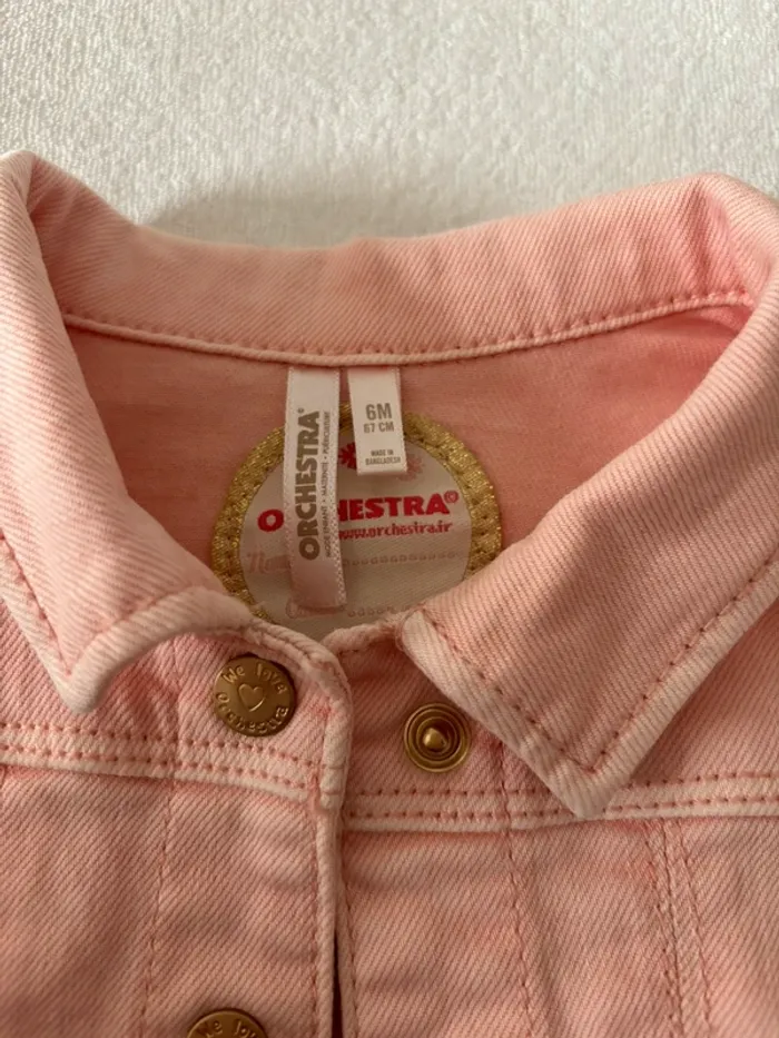 Veste en jean rose bébé fille taille 6mois - photo numéro 3