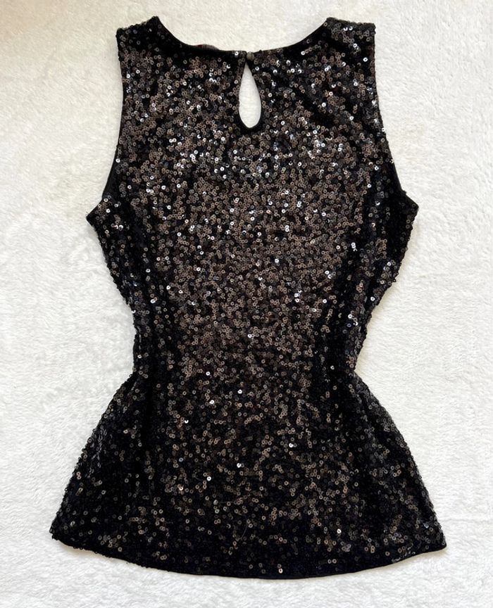 Top vintage y2k style Ibiza noir sequins Goth Coquette vintage - Taille S - photo numéro 2