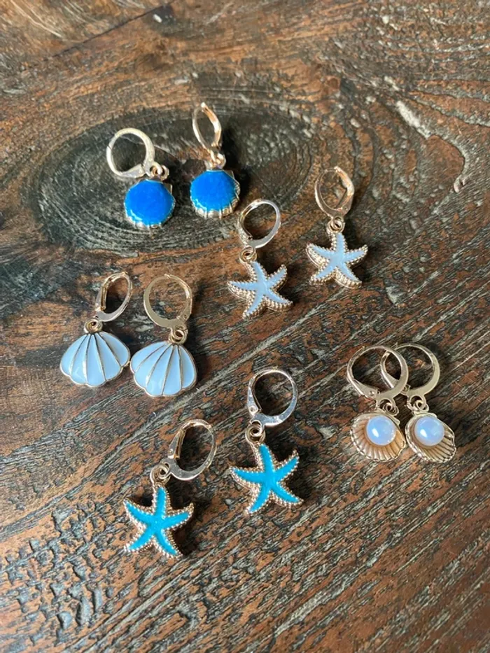 Magnifique lot de 5 paires de boucles d’oreilles, coquillages - photo numéro 5