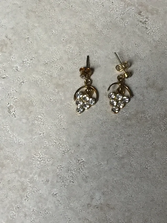 Boucles pendantes brillants et dorées tbe - photo numéro 2