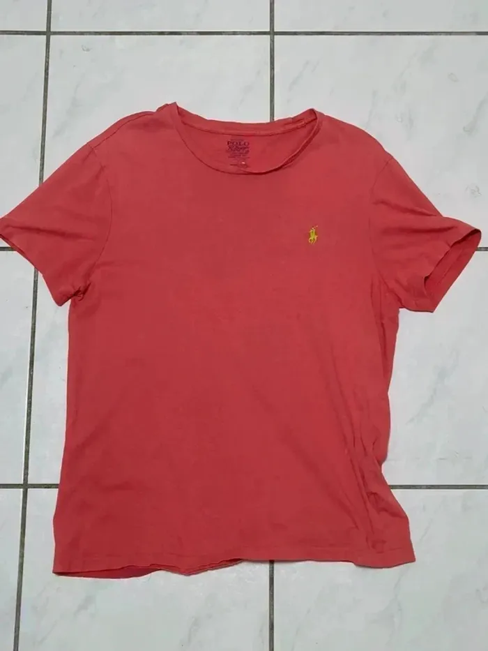 T-shirt Ralph Lauren Vintage Y2K Corail Logo Vert – Custom Fit M - photo numéro 6