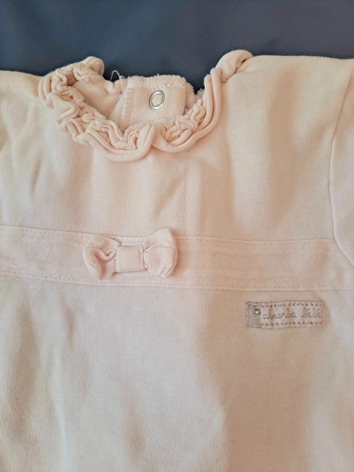 Pyjama rose pale absorba 3mois noeud froufrous - photo numéro 2
