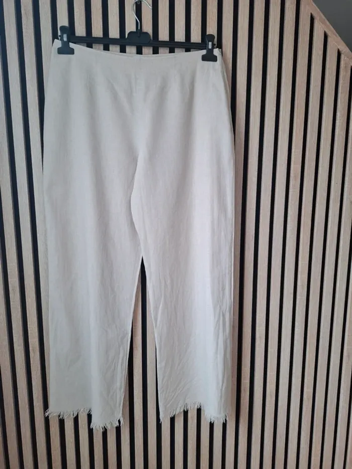Pantalon  coton lin beige Étam T 42