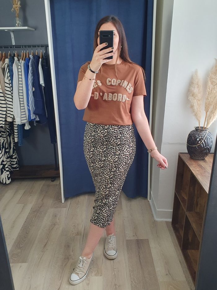 T-shirt les copines d'abord marron/beige Taille S/M - photo numéro 2