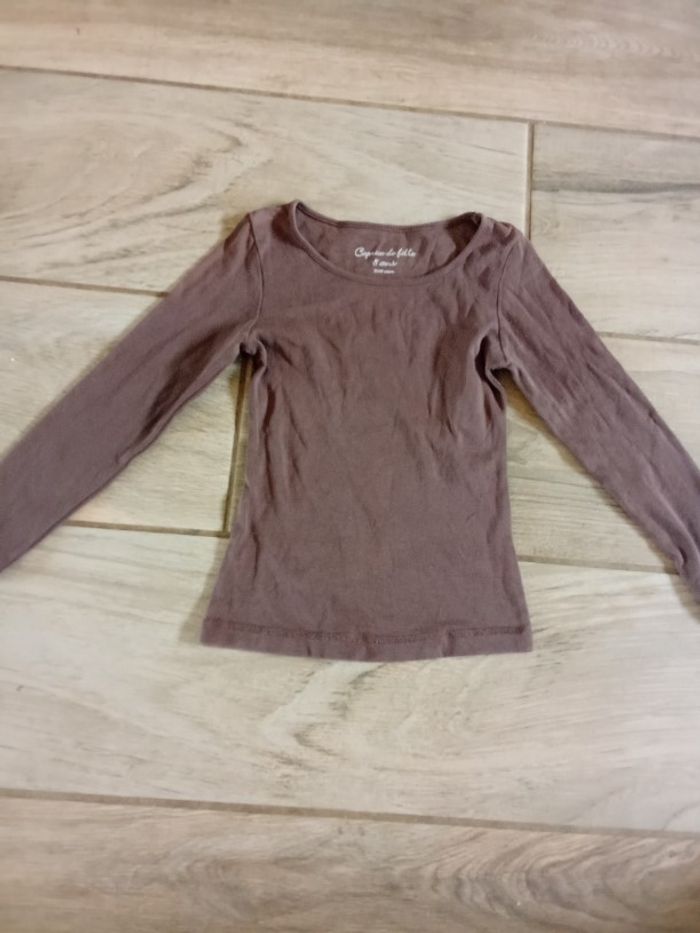 tee shirt marron manches longues fille 8 ans