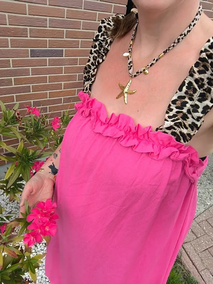 Robe longue rose fushia bretelles léopard TU 36 à 44 - photo numéro 9