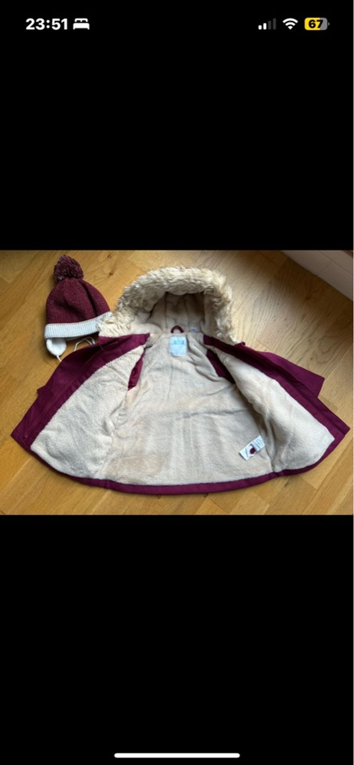 Lot ensemble manteau et bonnet bébé fille obaïbi - photo numéro 6