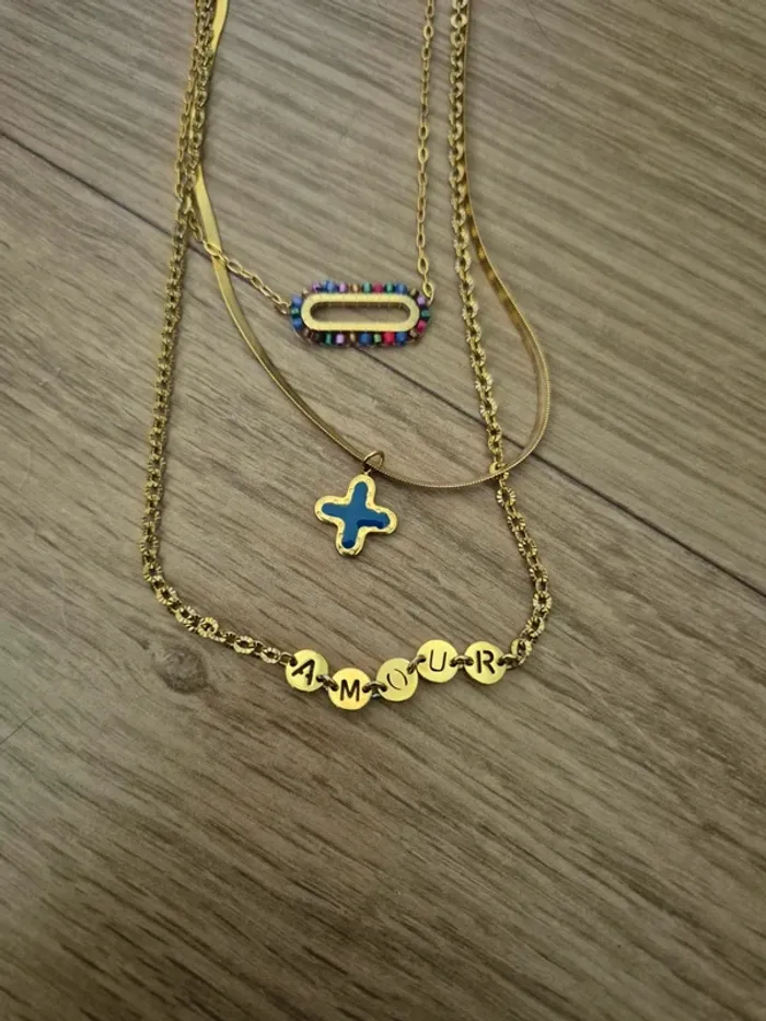Collier Triple Tendance en Acier Inoxydable – Doré & Coloré S. STEEL - photo numéro 2