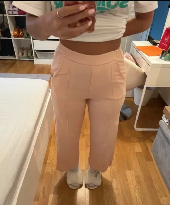 Pantalon droit, rose claire, Bershka, XS