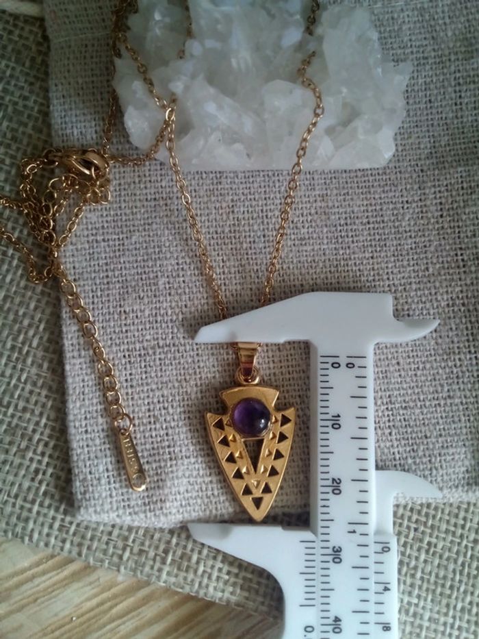 Collier style viking avec pierre naturelle d'améthyste 💜. - photo numéro 2