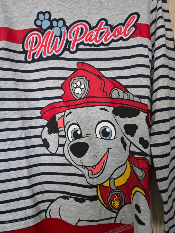 TEE-SHIRT GARÇON 👦 MARCUS PAW PATROL BLEU MARINE/GRIS NEUF ÉTIQUETTE DESSUS 6ANS - photo numéro 2