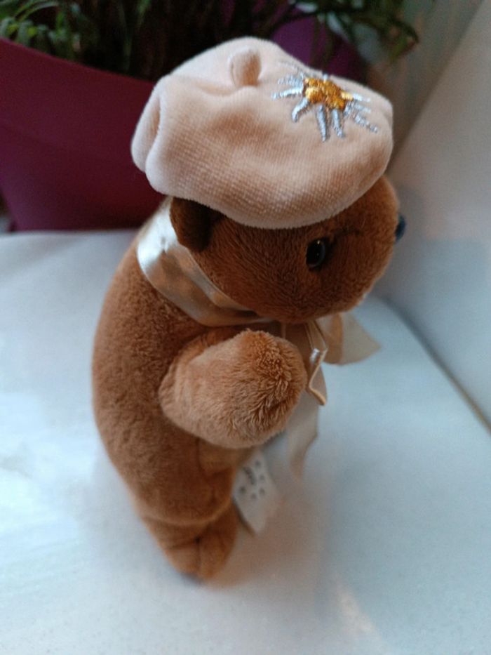 Startoy peluche doudou plush nounours Teddy marmotte Berret chapeau suisse edelweiss fleur flower - photo numéro 6