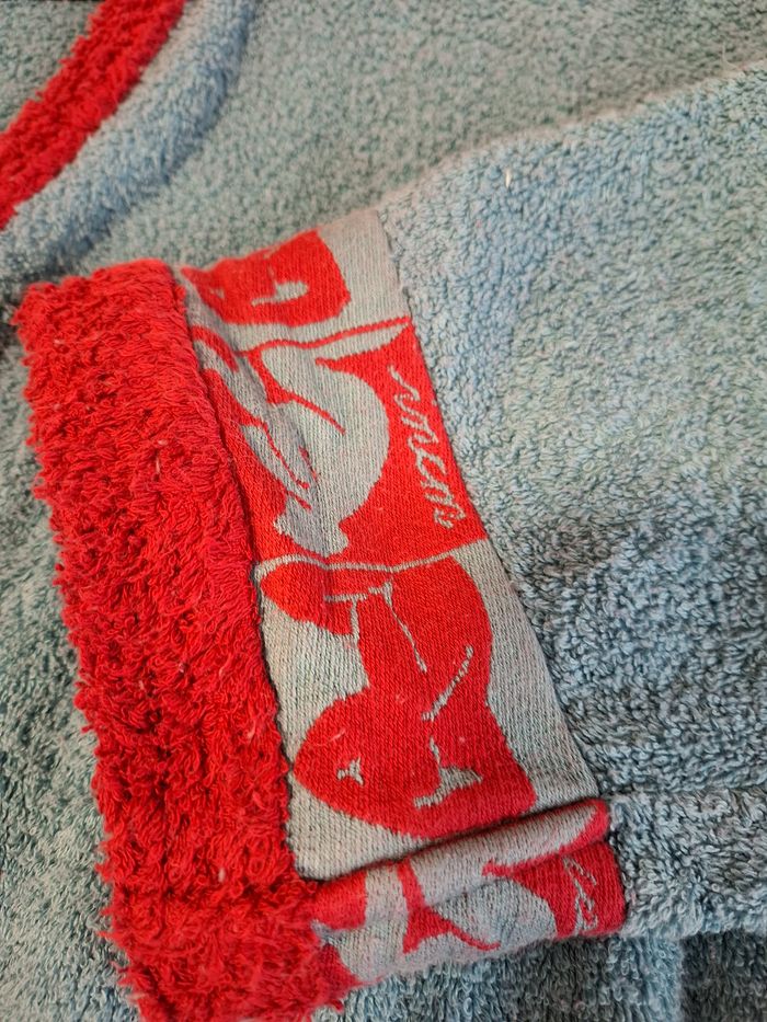Joli peignoir de bain mixte INCM bicolore bleu/bordeaux M très bon état - photo numéro 5