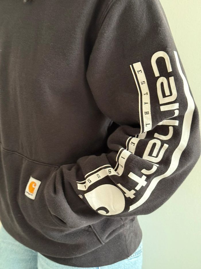 Pull / Sweat à capuche cordon & poches avant Carhartt taille S couleur noir. - photo numéro 2