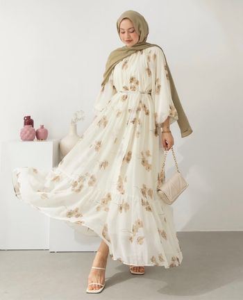 Robe fleurie camel