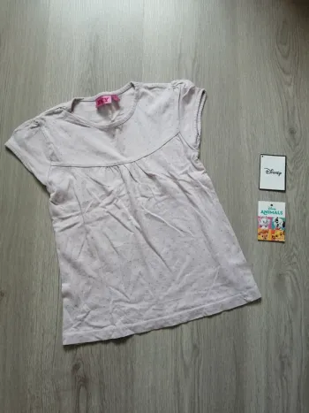 Tee-shirt rose clair à pois argenté / kiabi / (8ans)